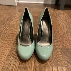 Mint green patent leather Jessica Simpson pumps